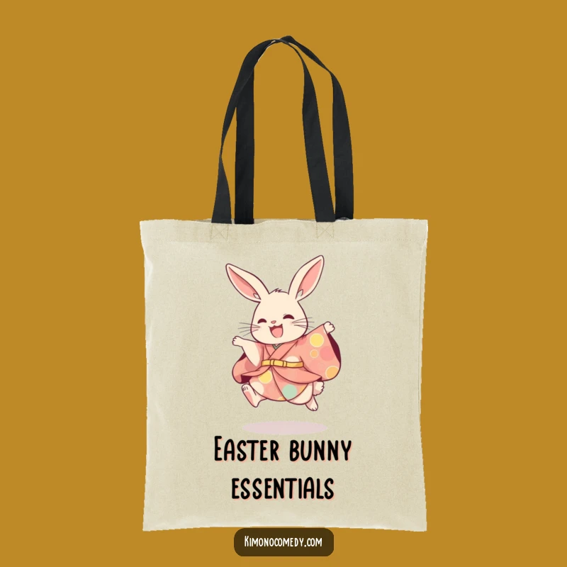 Funny Rabbit Kimono Tote Bag, Playful Hare Carry-all, Whimsical Gift