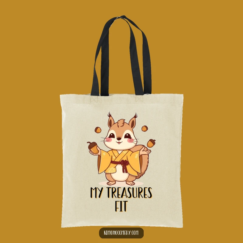 Funny Playful Squirrel Tote Bag - Kimono Acorn Hauler Gift